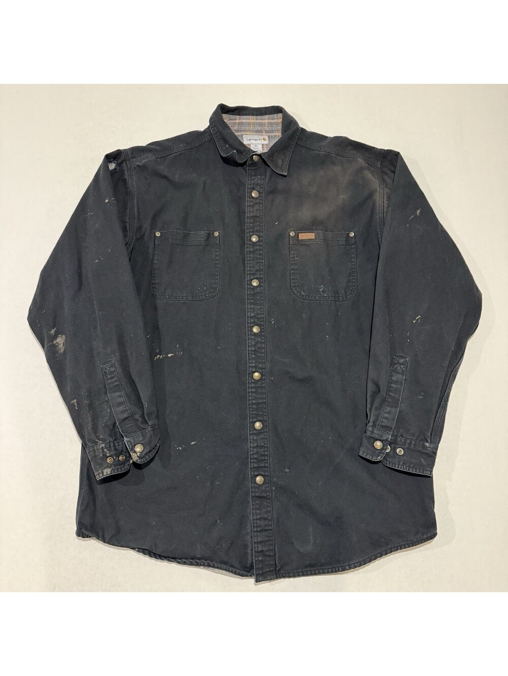 Vintage 90s Distressed Carhartt Plain Lined Snap Button Jacket Size XL Men’s